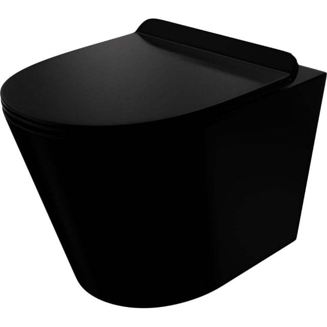 LAVITA Miska WC podwieszana ADEL BLACK bezkołnierzowa z deską duropla