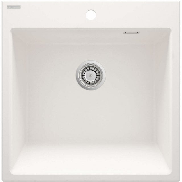 DEANTE Zlewozmywak granitowy ERIDAN 1-komorowy z fartuchem alabaster