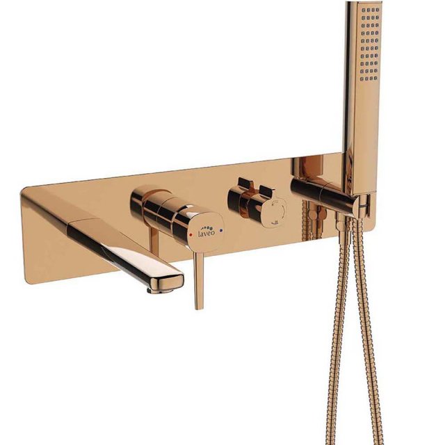 LAVEO Bateria wannowa podtynkowa POLA z zestawem prysznicowym różowe