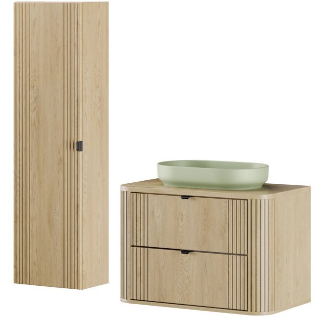 COMAD Zestaw mebli OVALIA CREMONA szafka z blatem 80 cm, umywalka RIV