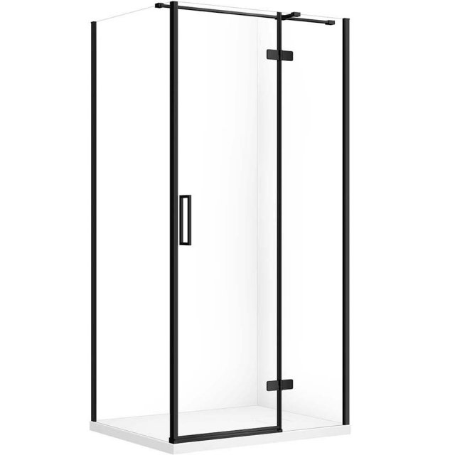 CERSANIT Zestaw kabina prostokątna JOTA prawa 100x80 czarna, brodzik