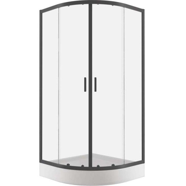 NEW TRENDY Kabina prysznicowa SUVIA BLACK półokrągła z brodzikiem 80x