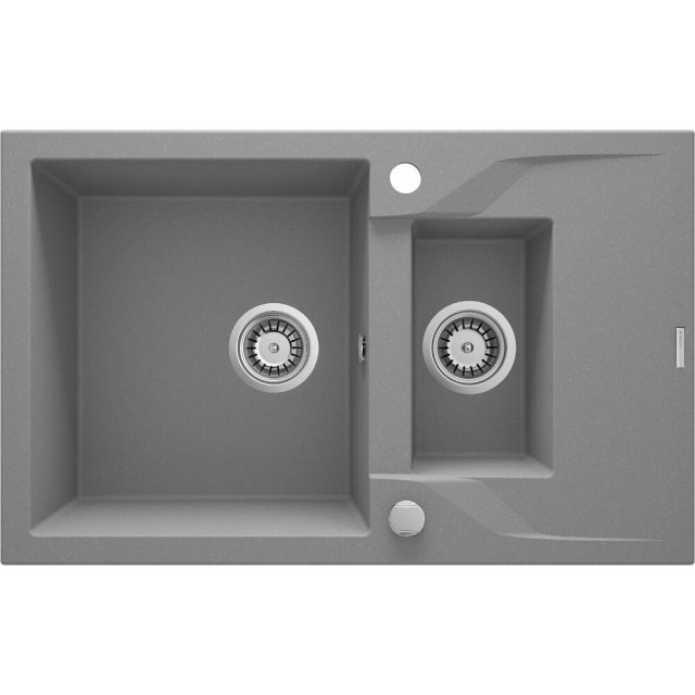 DEANTE Zlewozmywak granitowy ANDANTE 1,5-komorowy z ociekaczem szary