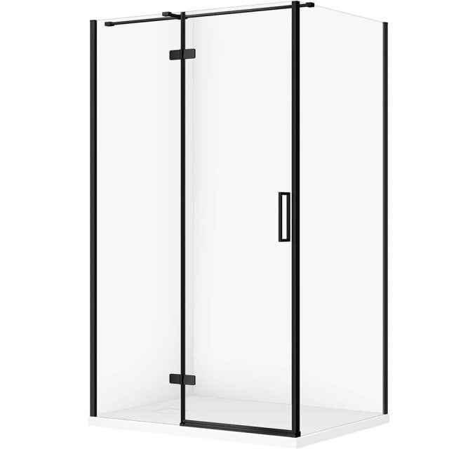 CERSANIT Zestaw kabina prostokątna JOTA lewa 120x90 czarna, brodzik T