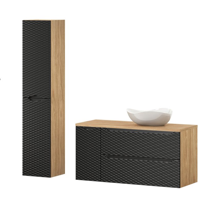 COMAD Zestaw mebli OCEAN BLACK 2 szafki z blatem 120 cm, umywalka CLO