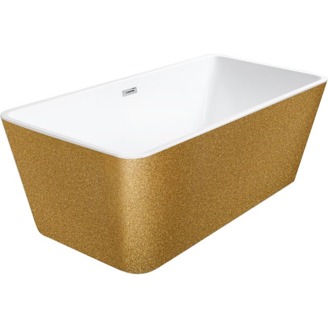 BESCO Wanna wolnostojąca EVITA ZŁOTA 160x80 syfon z przelewem chrom #