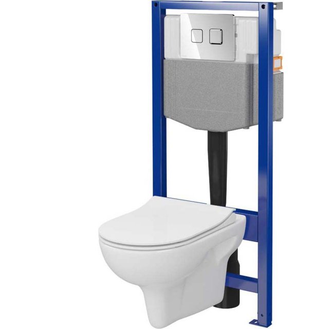 CERSANIT Zestaw podtynkowy SYSTEM 50 pneumatyczny, miska, deska, przy