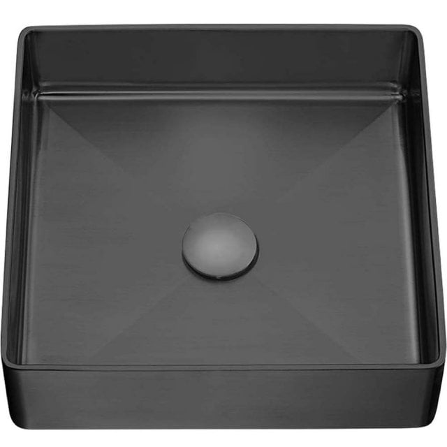 LAVEO Umywalka nablatowa POLA 36x36 cm stalowa z korkiem klik-klak cz