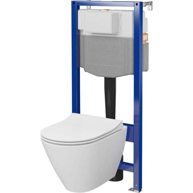 CERSANIT Zestaw podtynkowy AQUA PLUS pneumatyczny z miską CITY i desk