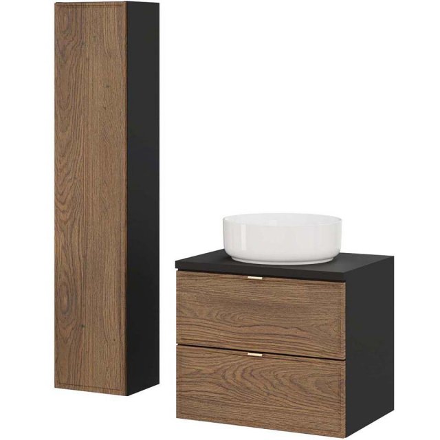 COMAD Zestaw mebli TALIA CASELLA szafka z blatem BLACK 60 cm, umywalk