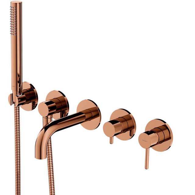 OMNIRES Bateria wannowa Y 5-otworowa podtynkowa z krótką wylewką mied