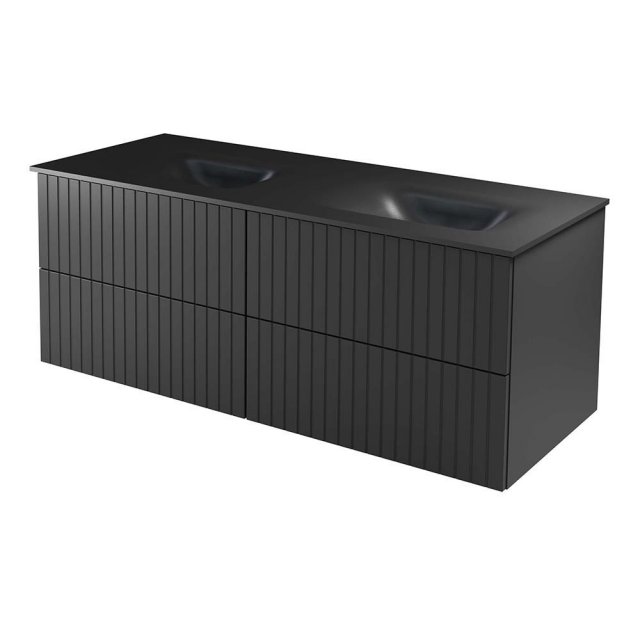 BESCO Szafka z umywalką podwójną AKYA LINEA 131 gun metal + korek kli