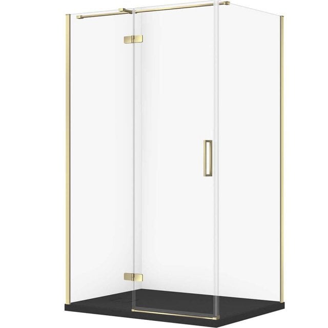 CERSANIT Zestaw kabina prostokątna JOTA lewa 120x90 złota, brodzik TA