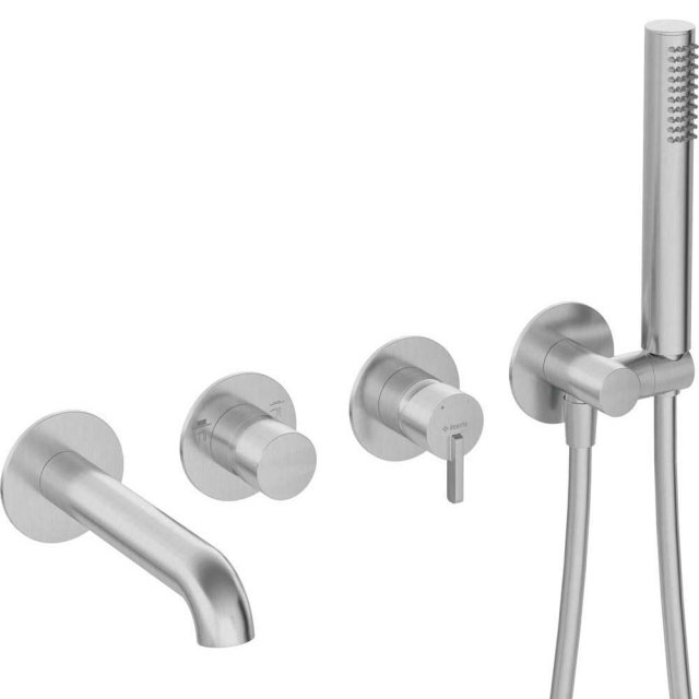 DEANTE Bateria wannowa podtynkowa SILIA 4-otworowa stal szczotkowana