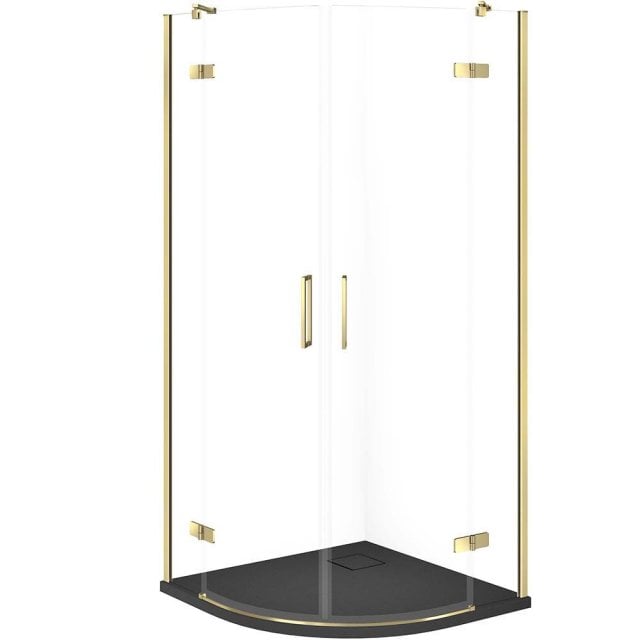 CERSANIT Zestaw kabina półokrągła JOTA 80x80 złota, brodzik TAKO SLIM