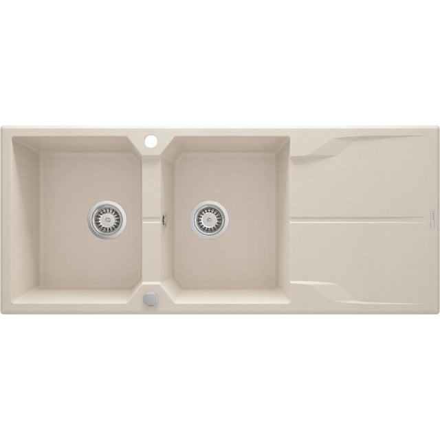 DEANTE Zlewozmywak granitowy ANDANTE 2-komorowy z ociekaczem beż ZQN_