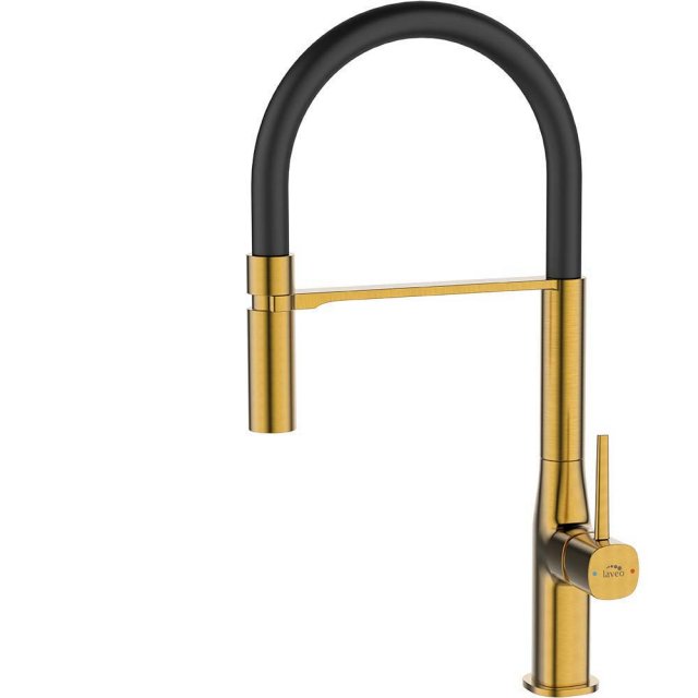 LAVEO Bateria kuchenna stojąca POLA z elastyczną wylewką U złoto szcz