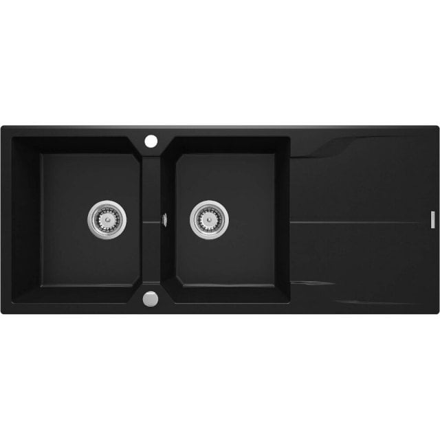 DEANTE Zlewozmywak granitowy ANDANTE 2-komorowy z ociekaczem nero ZQN