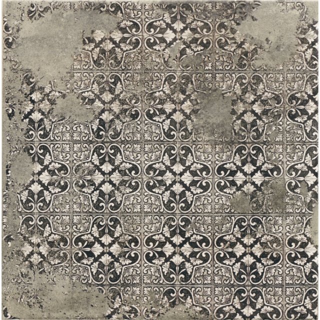 Gres szkliwiony hiszpański Realonda ANTIGUA DECO GRAPHITE mat 33x33 g