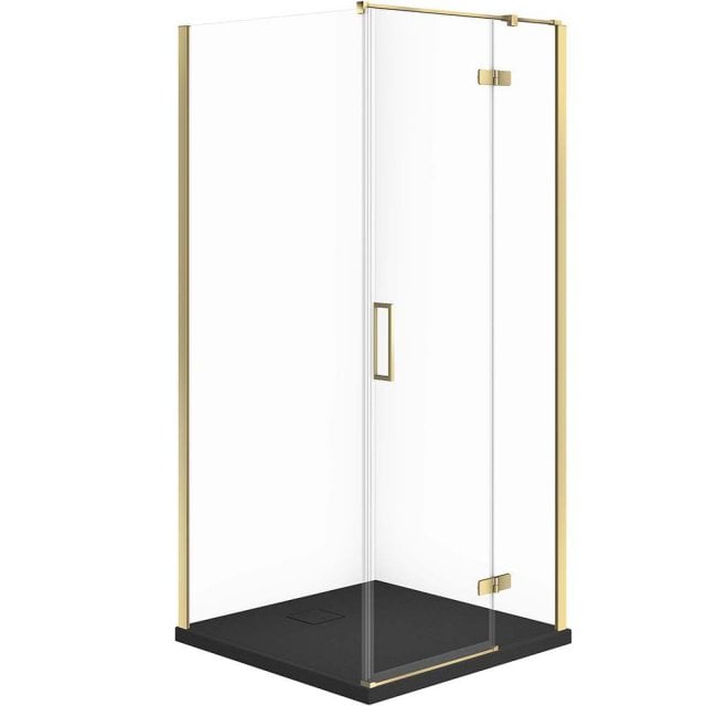 CERSANIT Zestaw kabina prysznicowa JOTA prawa 80x80 złota, brodzik TA