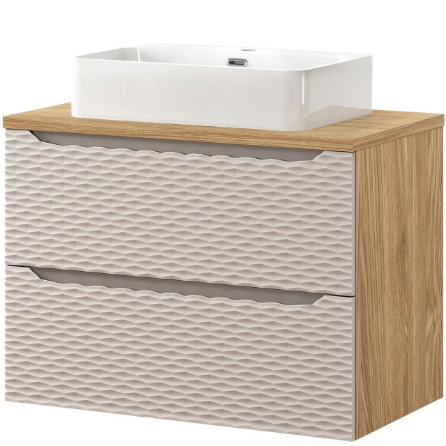 COMAD Zestaw mebli OCEAN BEIGE szafka z blatem 80 cm, umywalka TRUST