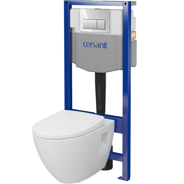 CERSANIT Zestaw podtynkowy SYSTEM 5, mechaniczny, miska Moduo, deska,