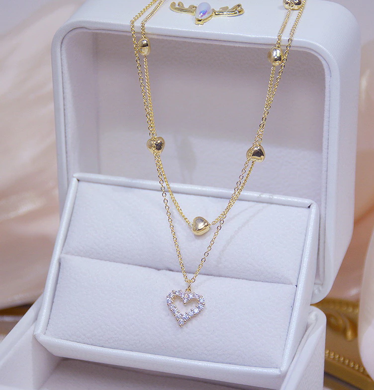 Dwuwarstwowy naszyjnik serce 014