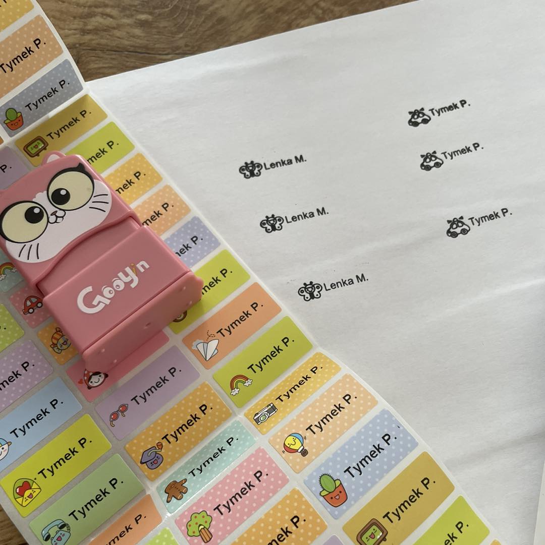 Pieczątka z grawerem + 120 naklejek