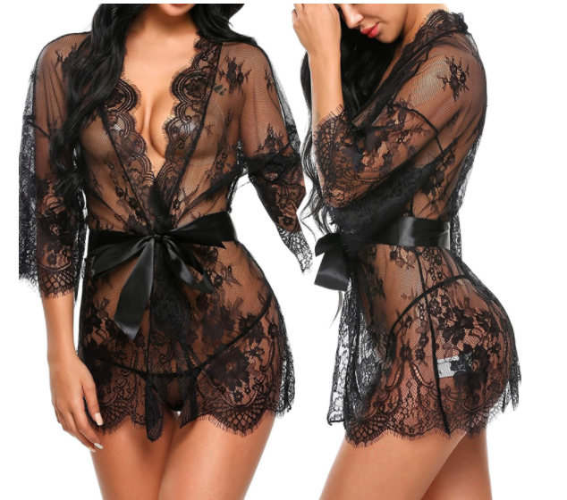 Koronkowy szlafroczek damski 3 kolory E014