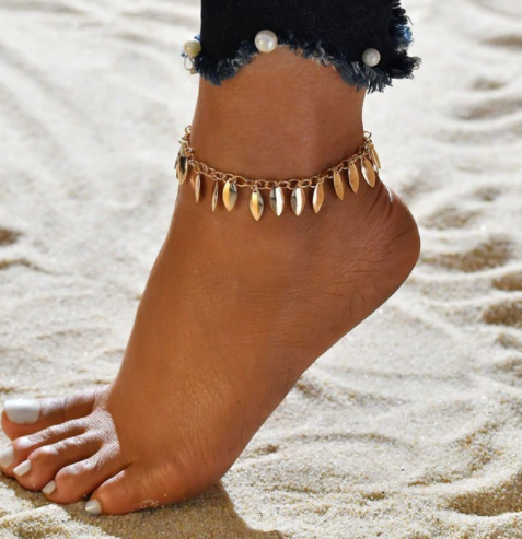 Bransoletka na nogę złota 019