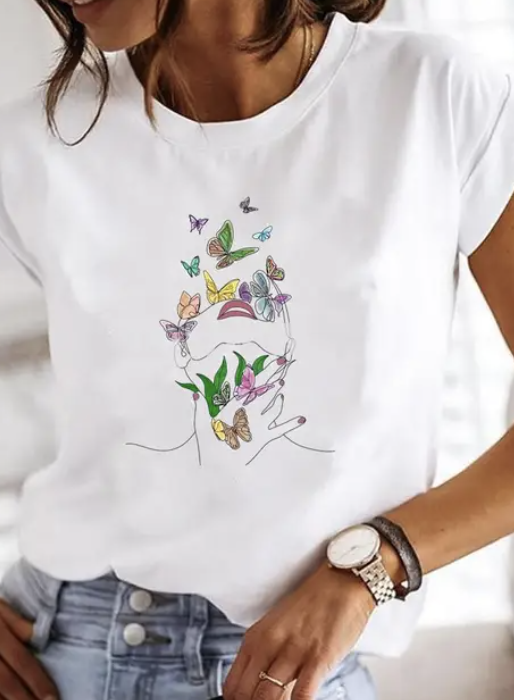 Bluzka damska t-shirt krótki rękaw L02