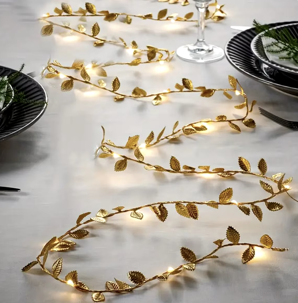 Cena dnia! Złoty łańcuch 200 cm lampki