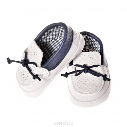 Buciki mokasyny dla chłopca do chrztu 6628 białe