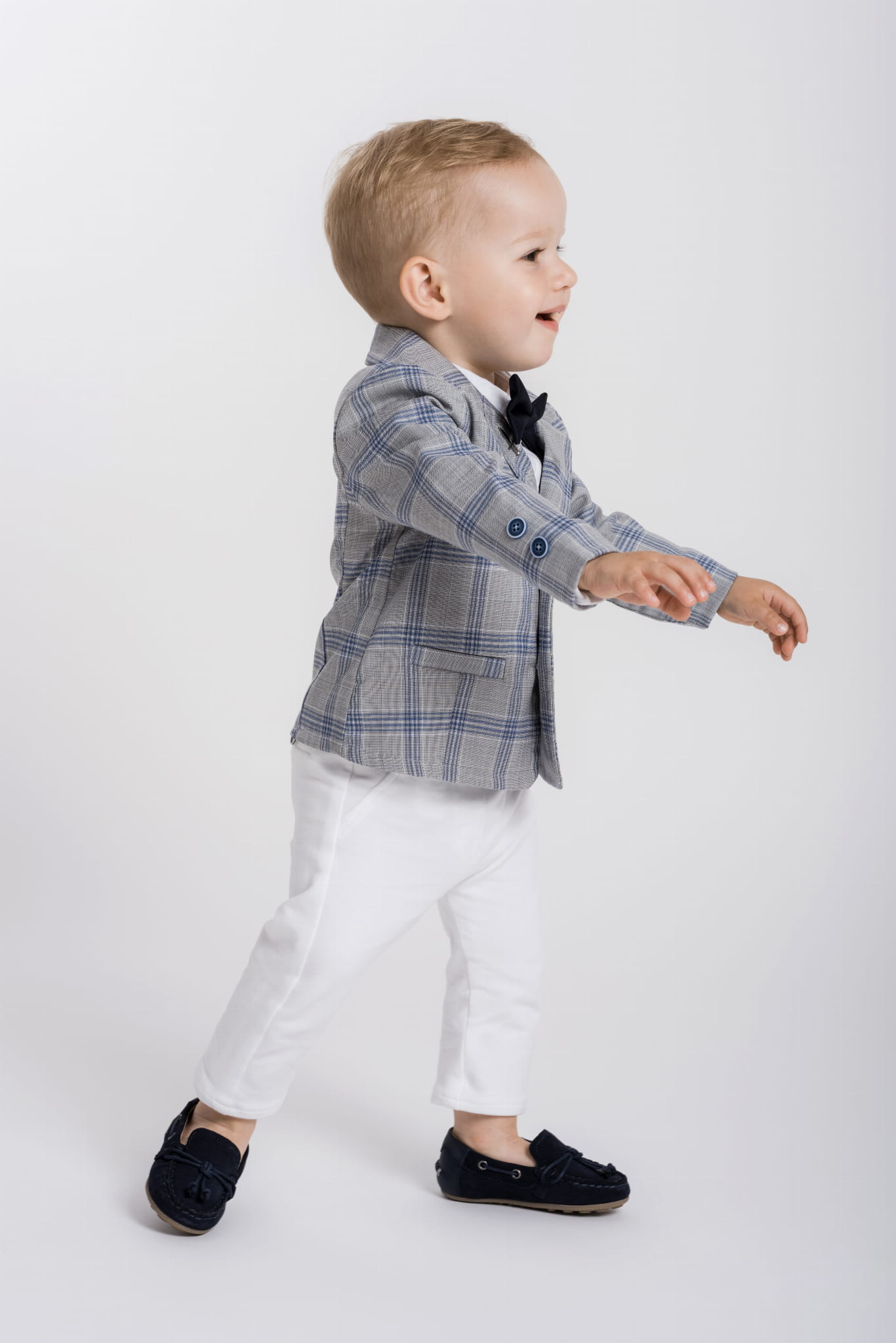 LaFerio Bawega Białe eleganckie spodnie dla chłopca do chrztu