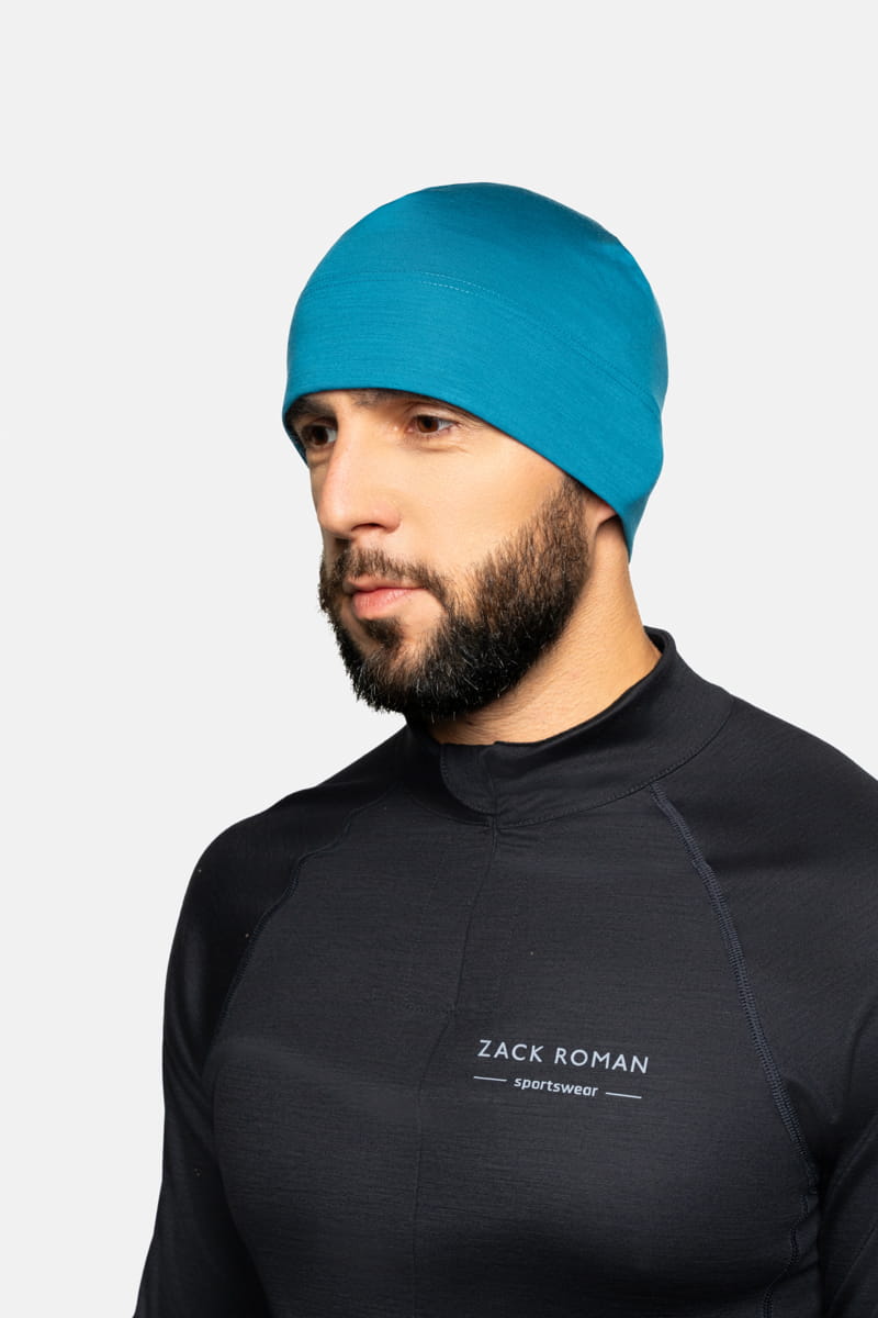 Czapka sportowa z wełny merino, turkusowa
