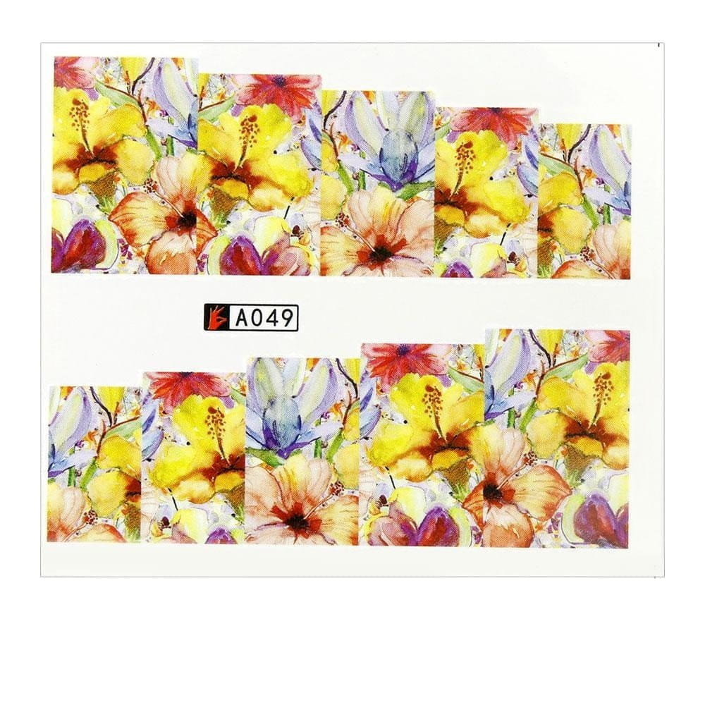Naklejki wodne do paznokci arkusz 6,5 x 5,5 cm na 10 palców a Nr 049