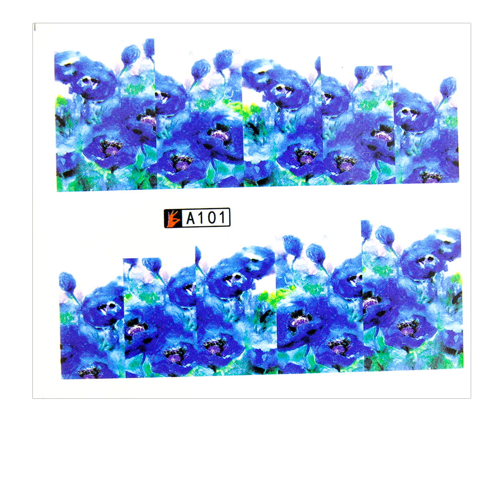 Naklejki wodne do paznokci arkusz 6,5 x 5,5 cm na 10 palców a Nr 101