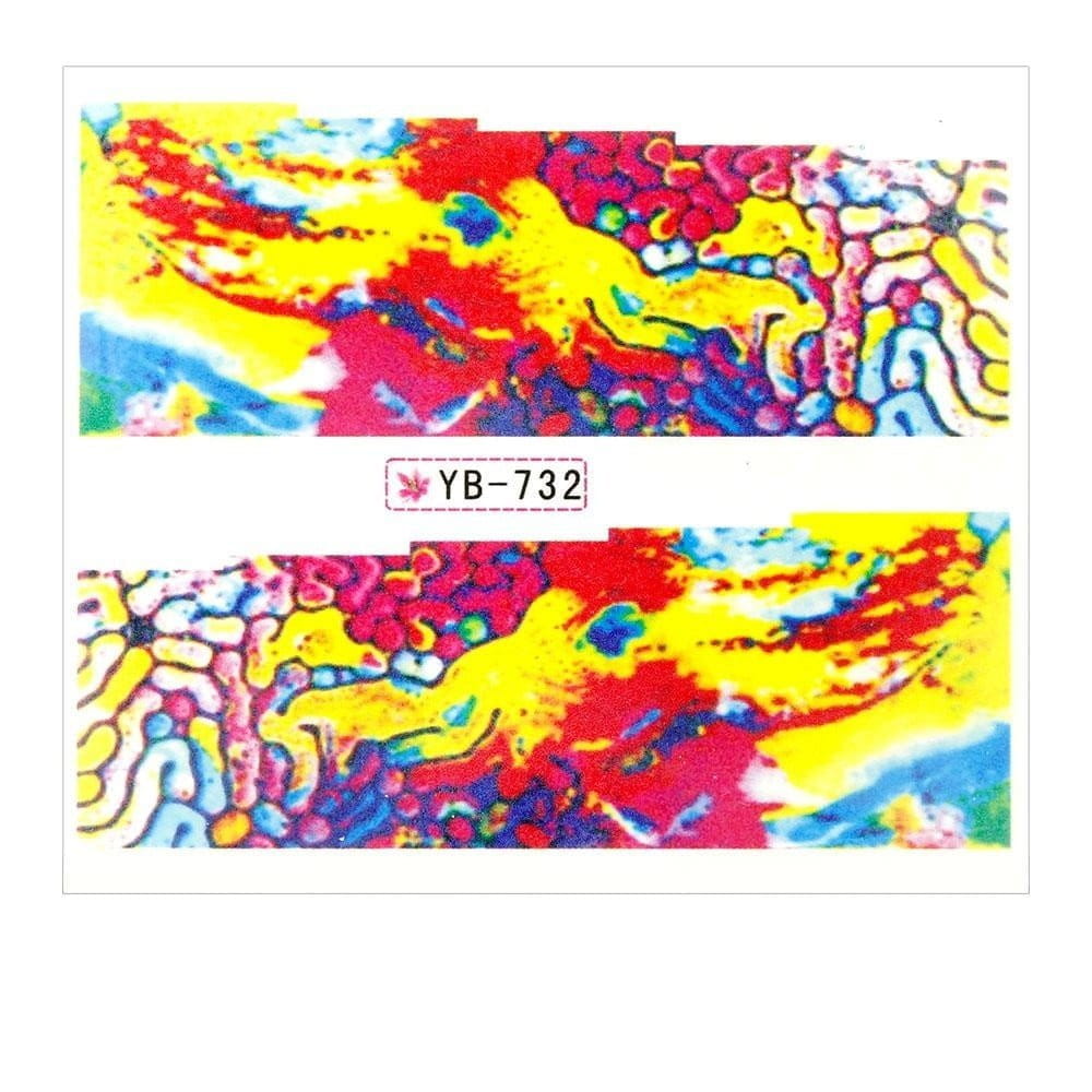 Naklejki wodne do paznokci arkusz 6,5 x 5,5 cm na 10 palców yb Nr 732