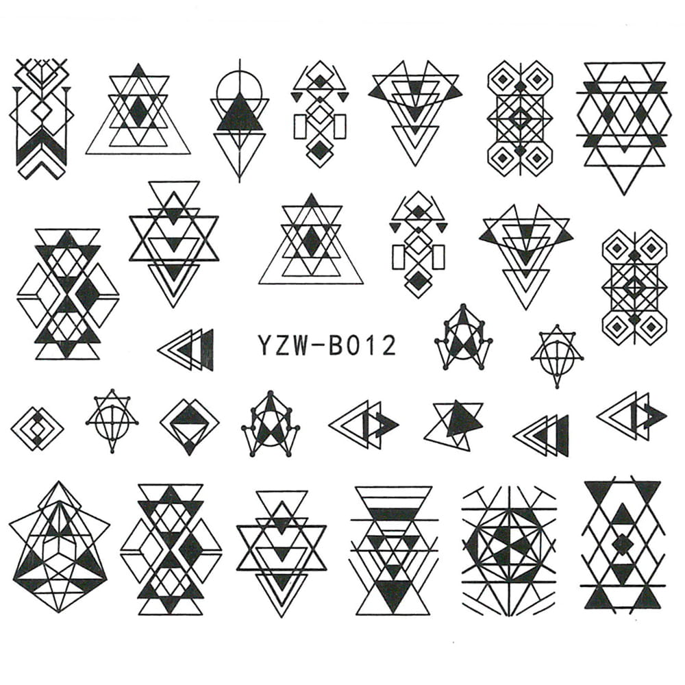 Naklejki wodne do paznokci geometryczne YZW-B012