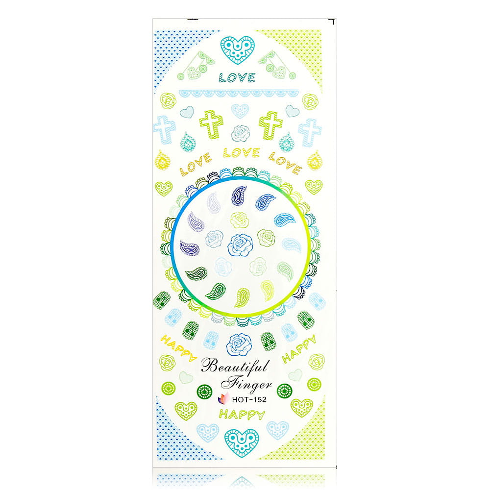 Naklejki wodne do paznokci arkusz 12,5 x 5,5 cm hot Nr 152