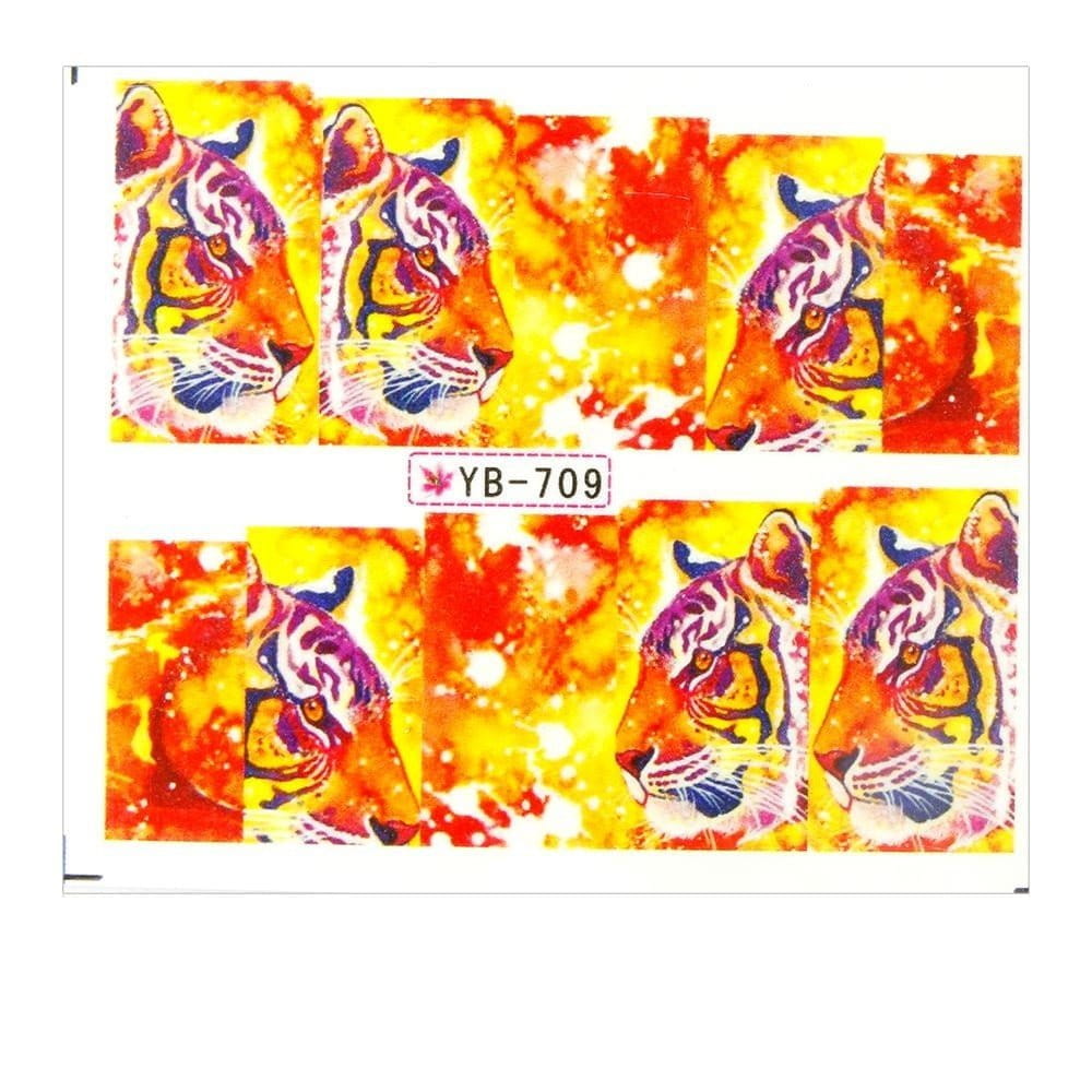 Naklejki wodne do paznokci arkusz 6,5 x 5,5 cm na 10 palców yb Nr 709