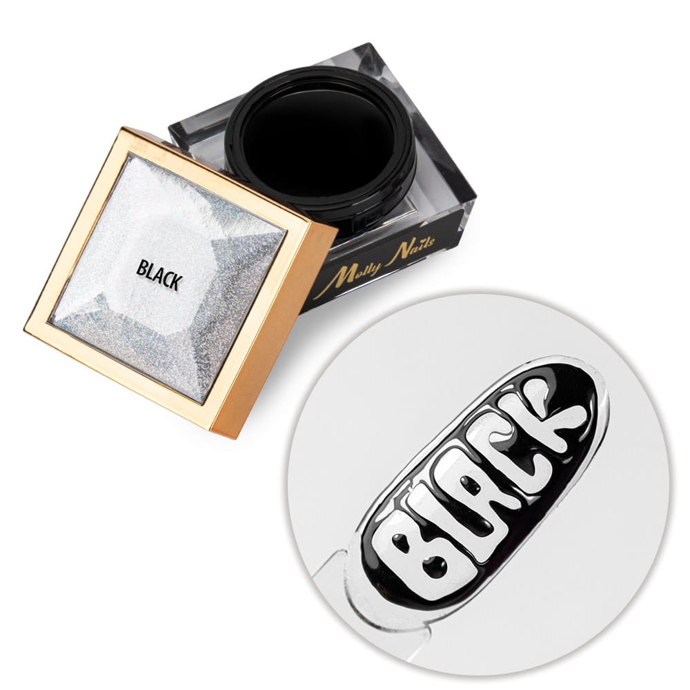 Creative Flow Color Gel - kreatywny NailArt żel do efektu topniejących, miękkich wzorów Molly Nails Black HEMA/Di-HEMA free 5 g