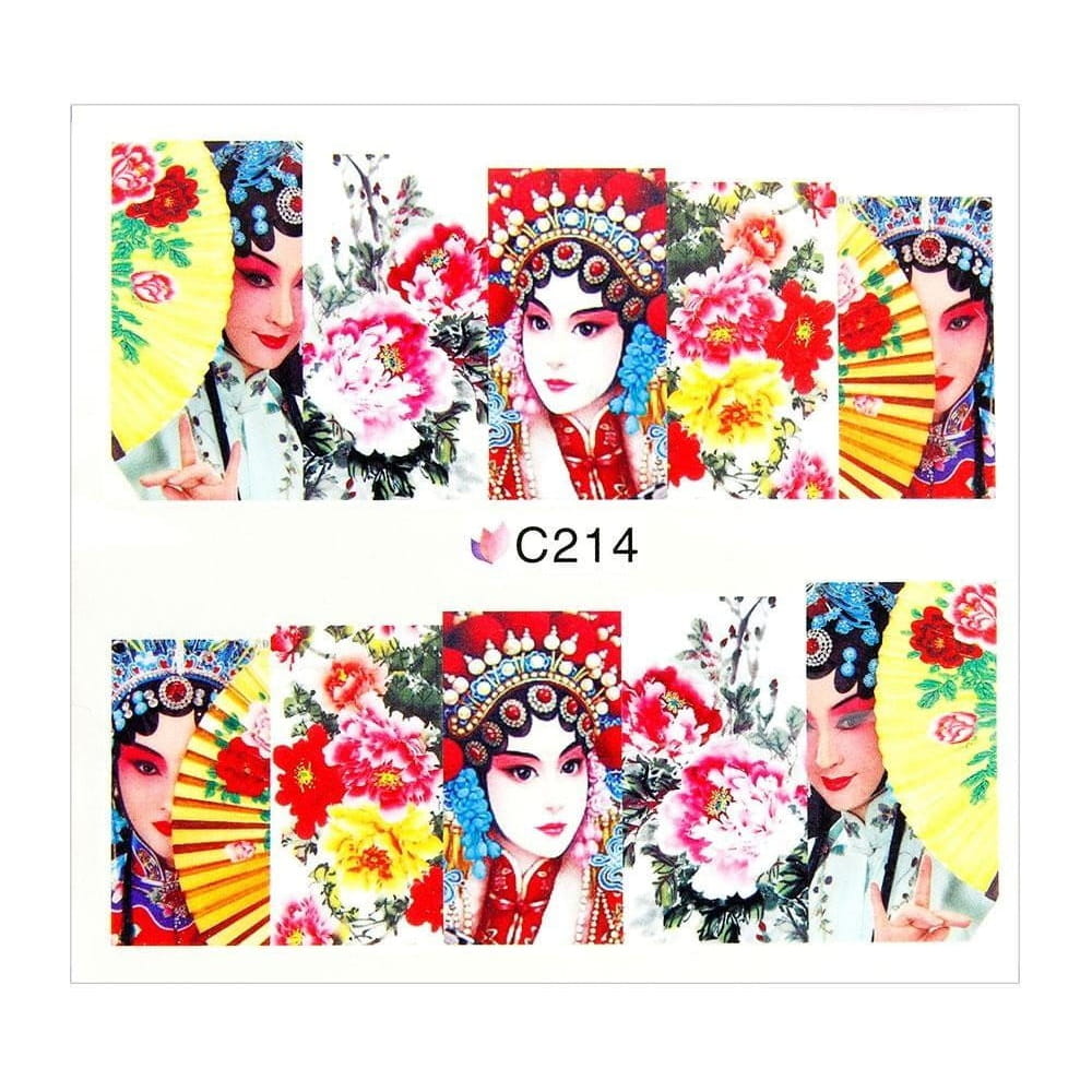 Naklejki wodne do paznokci arkusz 7 x 6,5 cm na 10 palców c Nr 214