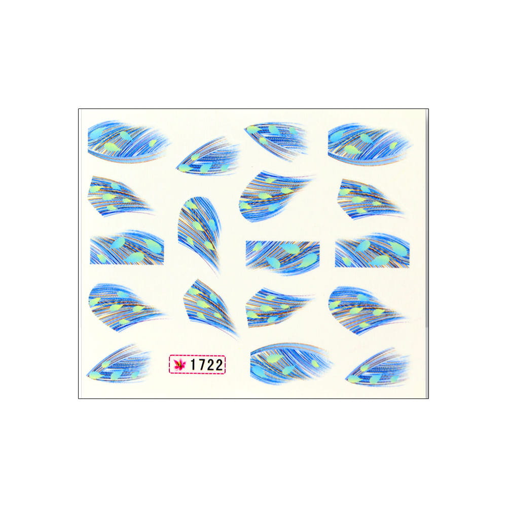 Naklejki wodne do paznokci arkusz 6,5 x 5,5 cm Nr 1722