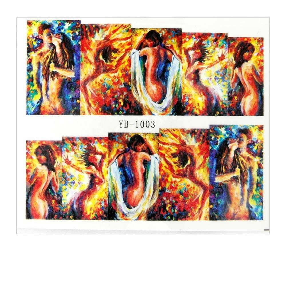Naklejki wodne do paznokci arkusz 6,5 x 5,5 cm na 10 palców yb Nr 1003