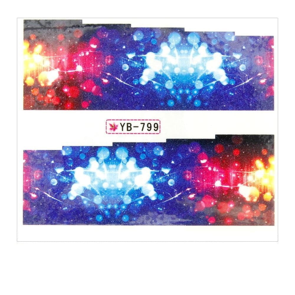 Naklejki wodne do paznokci arkusz 6,5 x 5,5 cm na 10 palców yb Nr 799