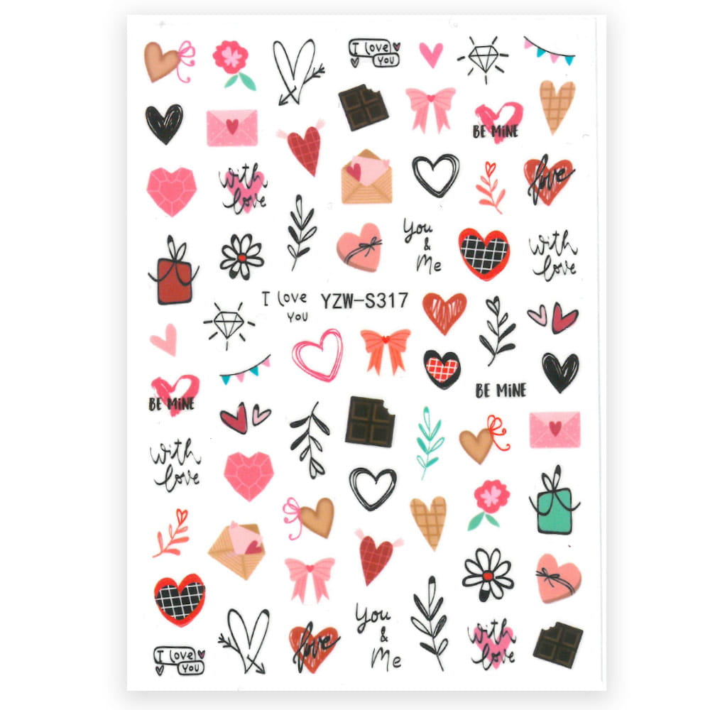 Naklejki do paznokci samoprzylepne walentynkowe YZW-S317