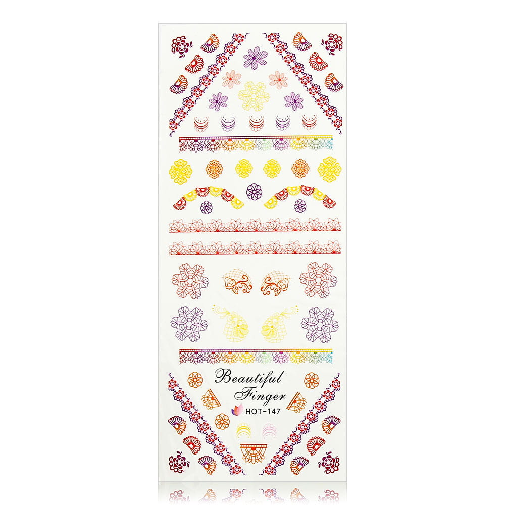 Naklejki wodne do paznokci arkusz 12,5 x 5,5 cm hot Nr 147