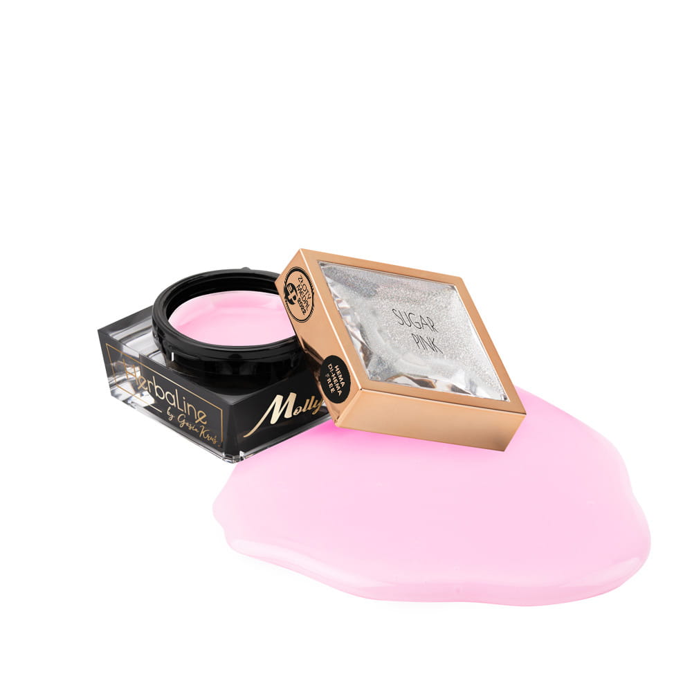 Żel budujący do paznokci HEMA/Di-HEMA Free z olejkiem z drzewa herbacianego MollyLac HerbaLine Sugar Pink by Gosia Kruś 15 g