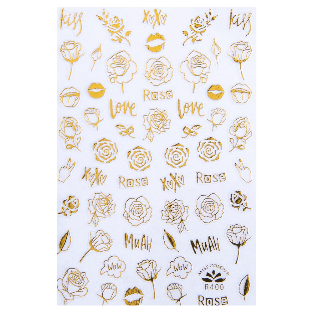 Naklejki do paznokci cienkie samoprzylepne walentynkowe R400 złote
